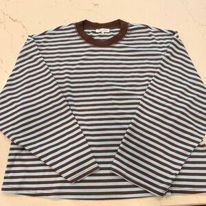 Emory Park Brown and Blue Striped Long Sleeve Tee